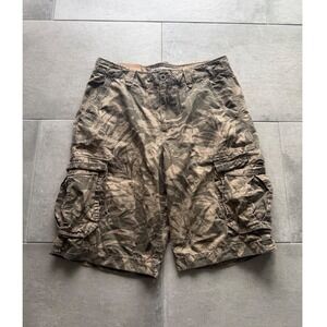 NWT Y2K Vintage American Eagle Longboard Cargo Shorts Mens 34 Ripstop Olive Camo